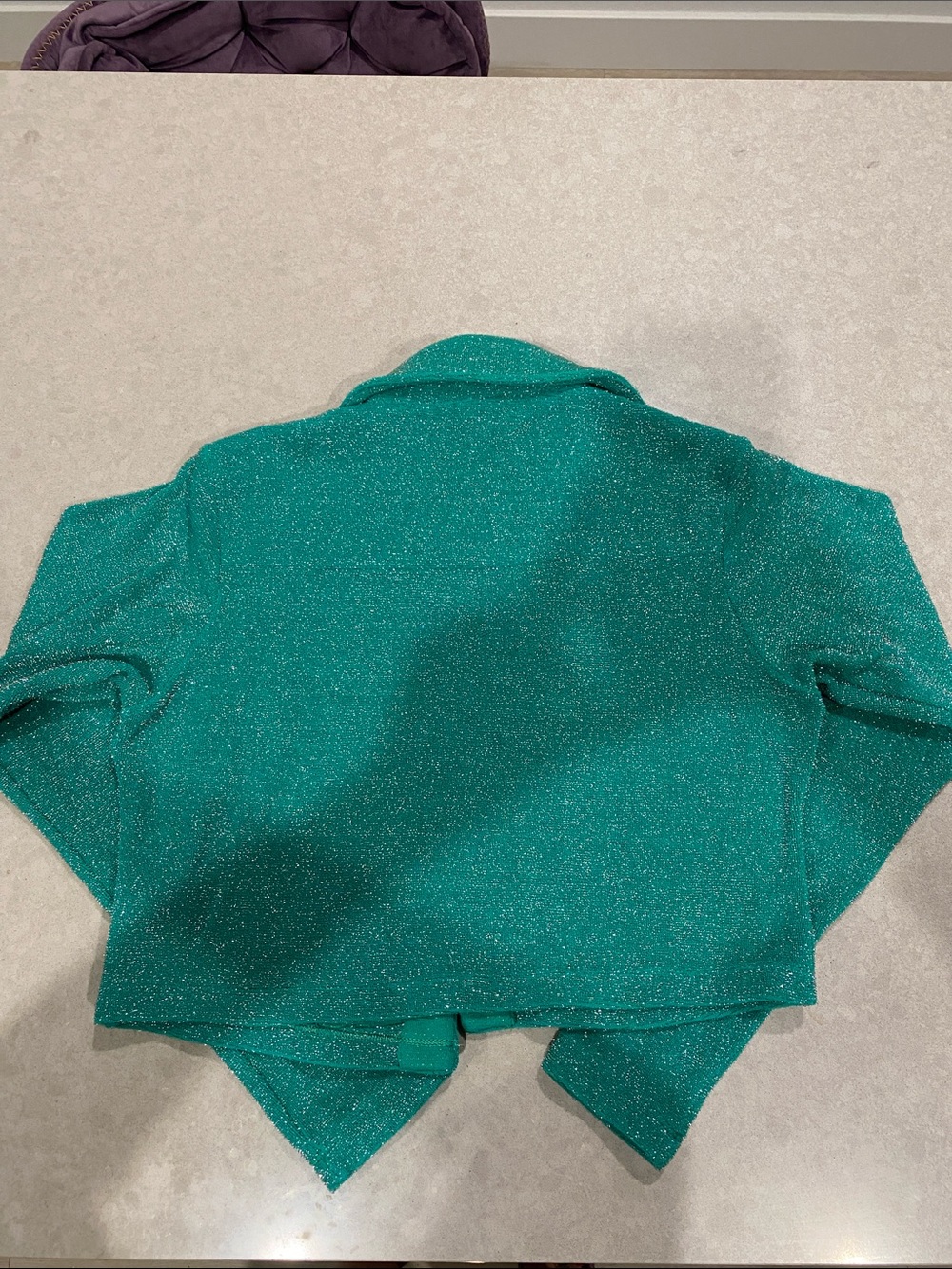 Frankie's Bikinis Teal Green Sparkle Button-Up Cardigan - Picture 3 of 5